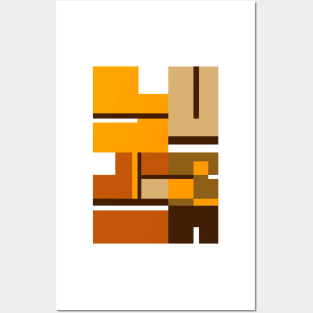 Earthy colored, 1970’s Mondrian styled abstract Posters and Art